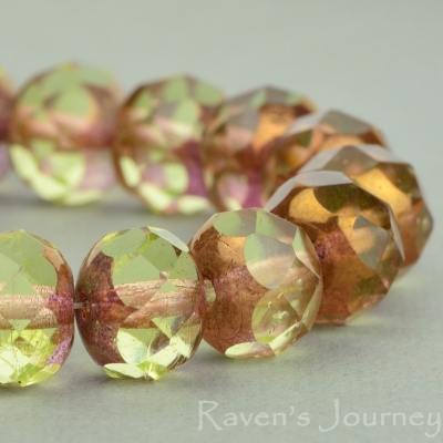 Rondelle (9x6mm) Yellow Transparent with Bronze #2-osx