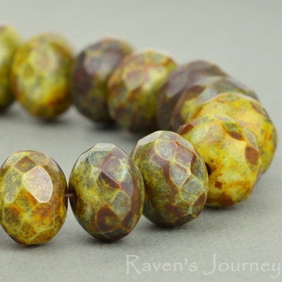 Rondelle (9x6mm) Yellow Greenstone Finish
