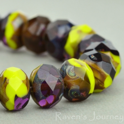 Rondelle (9x6mm) Purple Gaspeite Mix Opaque Transparent with Picasso
