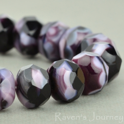 Rondelle (9x6mm) Jet Purple Mix Opaque Silk