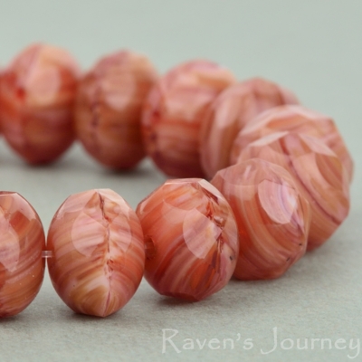Rondelle (9x6mm) Red White Mix Opaque