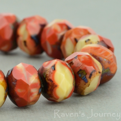 Rondelle (9x6mm) Rust Ivory Mix Opaque with Picasso