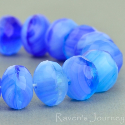 Rondelle (9x6mm) Aqua Cobalt Mix Opaque Transparent
