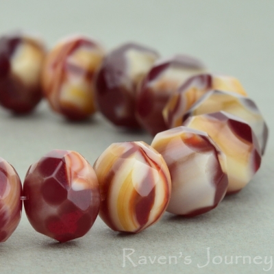 Rondelle (9x6mm) Red Ivory Mix Opaque Transparent #2