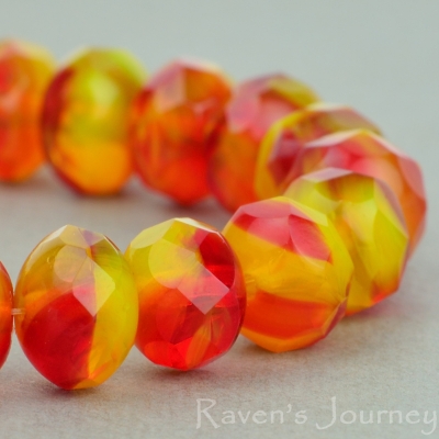Rondelle (9x6mm) Yellow Fuchsia Mix Opaline Transparent