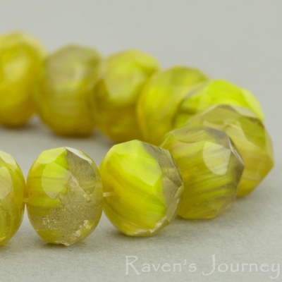Rondelle (9x6mm) Green Brown Mix Opaque Transparent