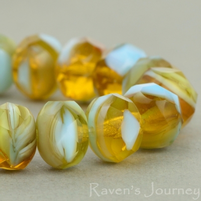 Rondelle (9x6mm) Turquoise Blue Amber Opaque Transparent