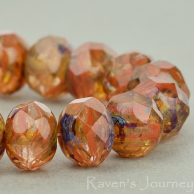 Rondelle (9x6mm) Brown Crystal Mix Opaque Transparent with Picasso