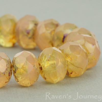 Rondelle (9x6mm) Yellow Pink Opaline Transparent with Picasso-osx