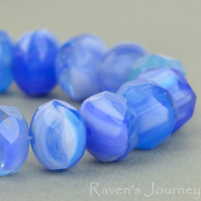 Rondelle (9x6mm) Blue White Sapphire Mix Opaque Transparent
