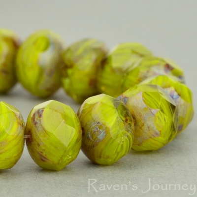 Rondelle (9x6mm) Gaspeite Crystal Opaque Transparent with Picasso