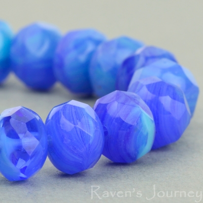 Rondelle (9x6mm) Cobalt Aqua Turquoise Mix Opaque Transparent