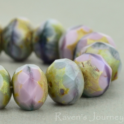 Rondelle (9x6mm) Purple Montana Blue Mix Opaque Transparent with Picasso