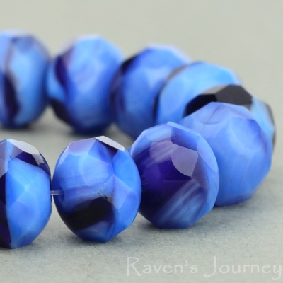 Rondelle (9x6mm) Blue Purple Mix Opaline Transparent