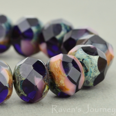 Rondelle (9x6mm) Pink Purple Mix Opaque Transparent with Picasso