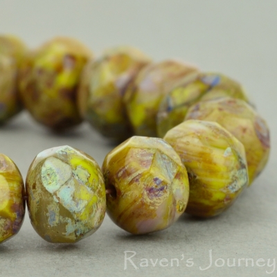 Rondelle (9x6mm) Gaspeite Purple Mix Opaque with Picasso Fullcoat