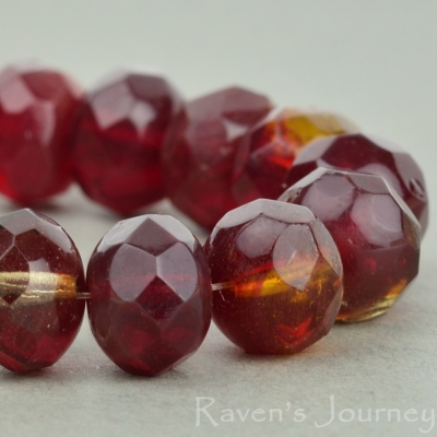 Rondelle (9x6mm) Red Topaz Mix Transparent-osx