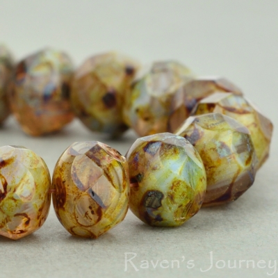 Rondelle (9x6mm) Purple Crystal White Mix Opaque Transparent with Picasso Fullcoat