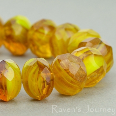 Rondelle (9x6mm) Amber Gaspeite Mix Opaque Transparent