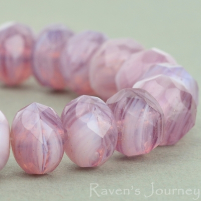 Rondelle (9x6mm) Purple White Crystal Mix Opaque Transparent