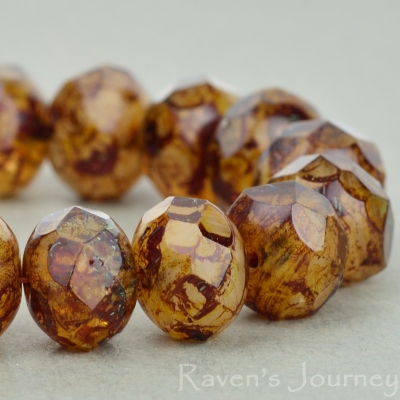 Rondelle (9x6mm) Ivory Crystal Mix Opaque Transparent with Picasso Fullcoat