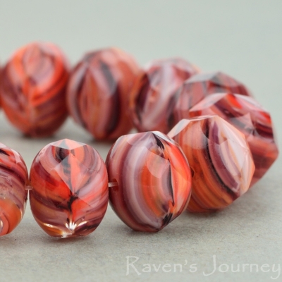 Rondelle (9x6mm) Orange Purple White Mix Opaque Transparent