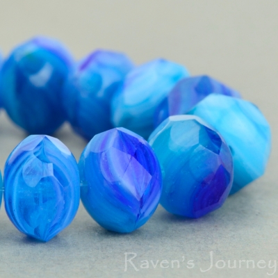 Rondelle (9x6mm) Aqua Cobalt White Mix Opaque Transparent-osx
