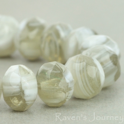 Rondelle (9x6mm) Grey White Mix Opaque Transparent