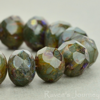 Rondelle (9x6mm) Montana Blue Rust Mix Opaque Transparent with Picasso Fullcoat-osx