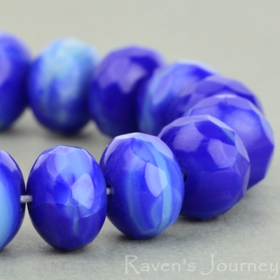 Rondelle (9x6mm) Cobalt Mint Mix Opaque