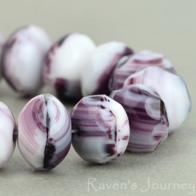 Rondelle (9x6mm) Purple White MIx Opaque Transparent #2-osx