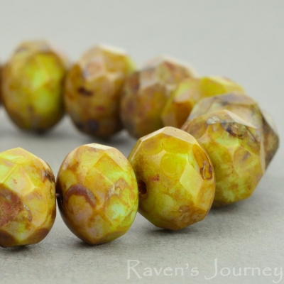 Rondelle (9x6mm) Purple Green Mix Opaque with Picasso Fullcoat