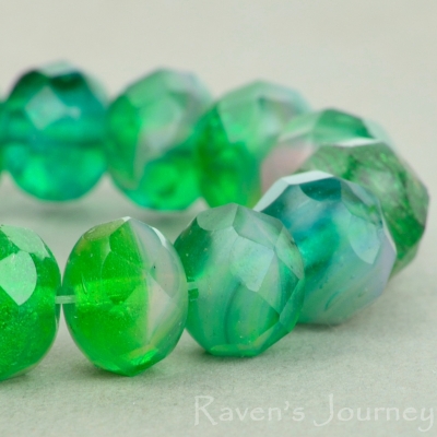 Rondelle (9x6mm) Emerald Pink Mix Transparent Opal