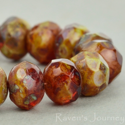 Rondelle (9x6mm) Pink Ivory Mix Opaque Opaline with Picasso Fullcoat