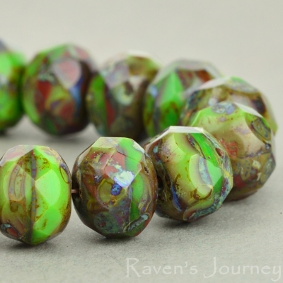 Rondelle (9x6mm) Green Brown Mix Opaque with Picasso #2
