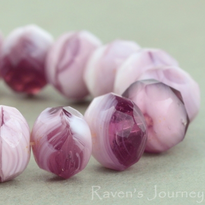 Rondelle (9x6mm) White Purple Mix Opaque Transparent-osx