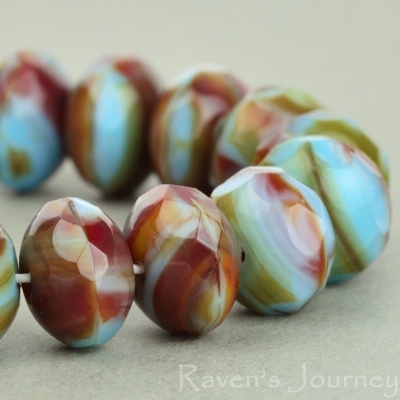 Rondelle (9x6mm) Red Turquoise Mix Opaque, 85 LOOSE Beads per Unit *Last Unit Remaining*