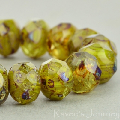 Rondelle (9x6mm) Gaspeite Crystal Mix Opaque Transparent with Picasso Fullcoat
