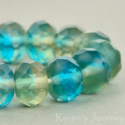 Rondelle (9x6mm) Grey Aqua Mix Transparent #2, 300 LOOSE Beads per Unit