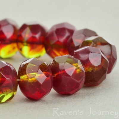 Rondelle (9x6mm) Red Green Mix Transparent-osx