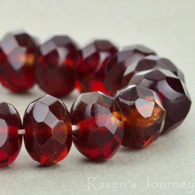 Rondelle (9x6mm) Red Grey Mix Transparent-osx