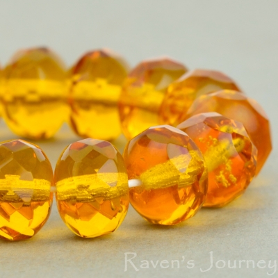 Rondelle (9x6mm) Amber Transparent