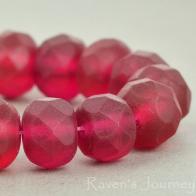 Rondelle (9x6mm) Fuchsia Transparent with Matte