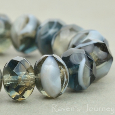 Rondelle (9x6mm) Grey Montana White Mix Opaque Transparent-osx