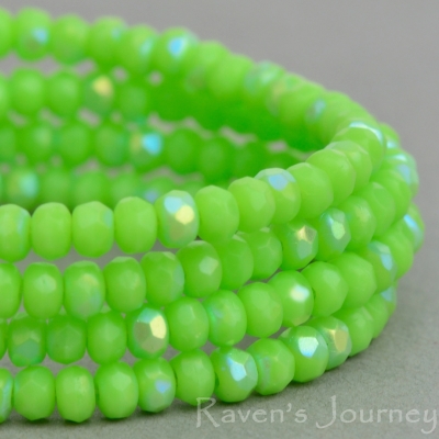 Rondelle (3x2mm) Green Opaque Matte with AB Finish-osx