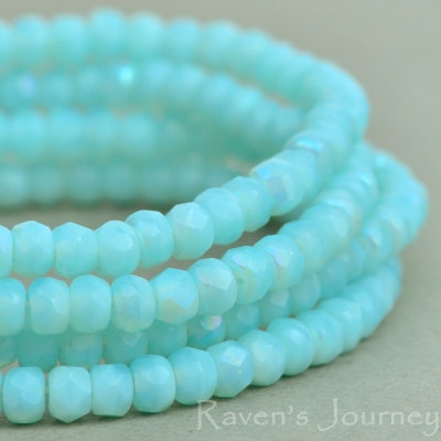 Rondelle (3x2mm) Aqua Silk Matte with AB Finish