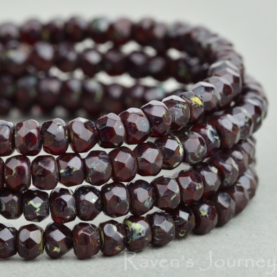 Rondelle (3x2mm) Red Opaline with Picasso Fullcoat