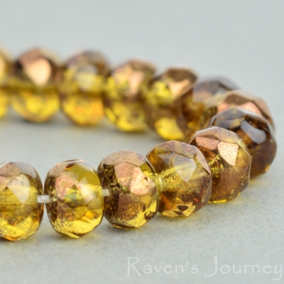 Rondelle (5x3mm) Amber Transparent with Bronze Finish-osx
