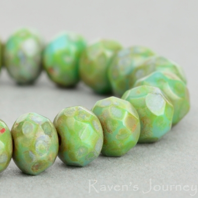 Rondelle (5x3mm) Turquoise (Green) Opaque with Picasso Fullcoat