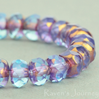 Rondelle (5x3mm) Aqua Opaline with Bronze Finish